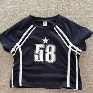 SHEIN Dark Blue Kids Tee with White Accents